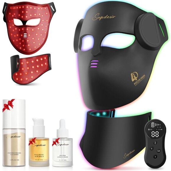 New Face & neck LED beauty device set w/ controller rechargeable 7 light mode